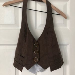 Brown striped vest